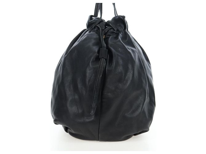 Ribbon Borsa a mano PRADA con nastro laterale in pelle nera e oro BR4240 Auth am12234V Nero D'oro - vista 4