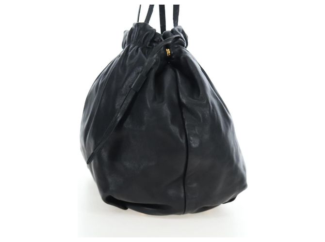 Ribbon Borsa a mano PRADA con nastro laterale in pelle nera e oro BR4240 Auth am12234V Nero D'oro - vista 5