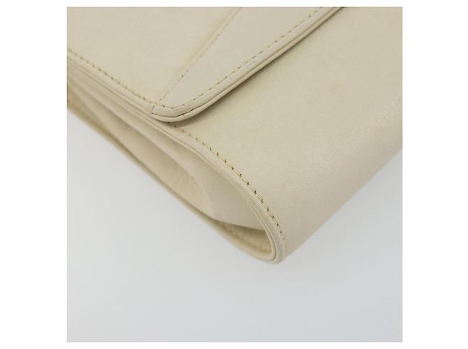 Céline Borsa a tracolla con catena CELINE Pelle White Gold Auth bs36725 Bianco D'oro - vista 11