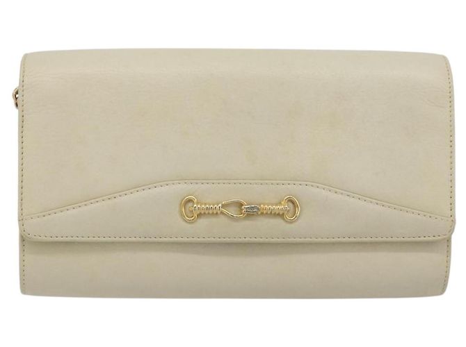 Céline Borsa a tracolla con catena CELINE Pelle White Gold Auth bs36725 Bianco D'oro - vista 2