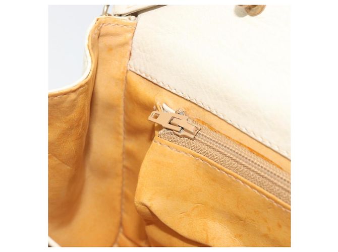 Céline Borsa a tracolla con catena CELINE Pelle White Gold Auth bs36725 Bianco D'oro - vista 21