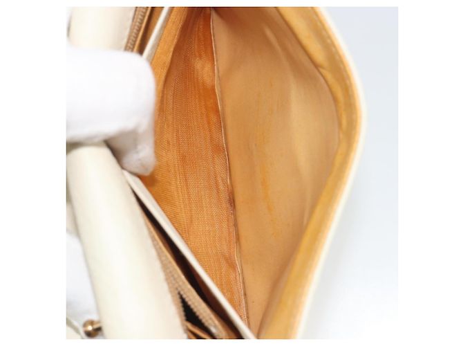 Céline Borsa a tracolla con catena CELINE Pelle White Gold Auth bs36725 Bianco D'oro - vista 23