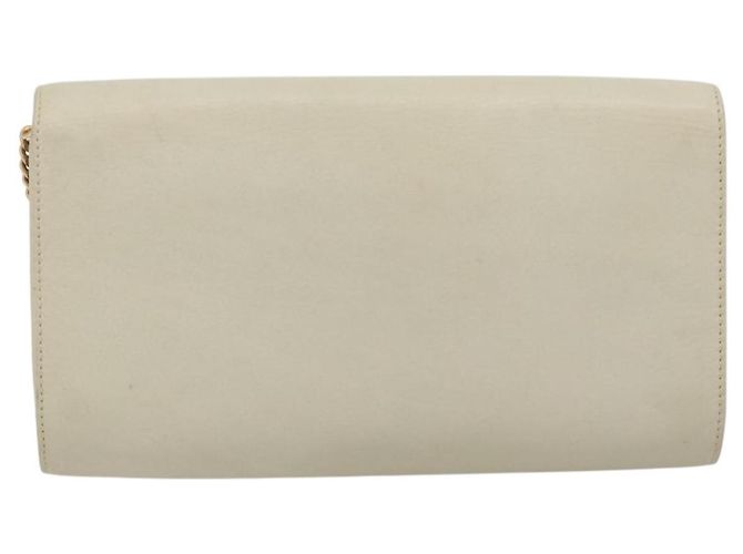 Céline Borsa a tracolla con catena CELINE Pelle White Gold Auth bs36725 Bianco D'oro - vista 3