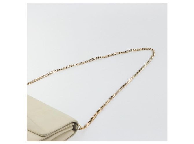 Céline Borsa a tracolla con catena CELINE Pelle White Gold Auth bs36725 Bianco D'oro - vista 8