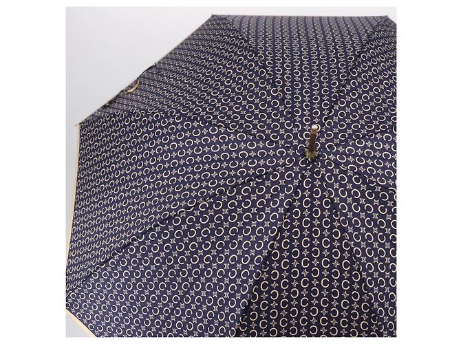 Céline Parapluie CELINE C Macadam Canvas Nylon Blanc Or Auth 193721M Doré - vue 3