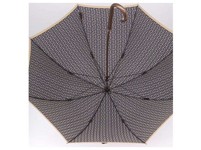 Céline Parapluie CELINE C Macadam Canvas Nylon Blanc Or Auth 193721M Doré - vue 9