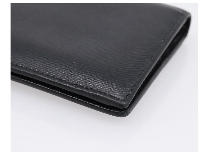 Saffiano Portafoglio Compatto PRADA Pelle Safiano Nero Oro Auth 196043A D'oro - vista 10