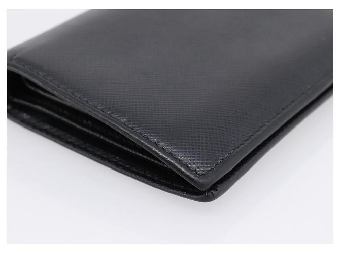 Saffiano Portafoglio Compatto PRADA Pelle Safiano Nero Oro Auth 196043A D'oro - vista 11