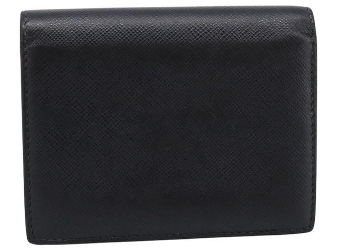 Saffiano Portafoglio Compatto PRADA Pelle Safiano Nero Oro Auth 196043A D'oro - vista 3