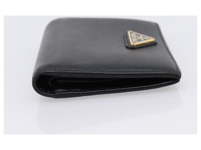 Saffiano Portafoglio Compatto PRADA Pelle Safiano Nero Oro Auth 196043A D'oro - vista 4