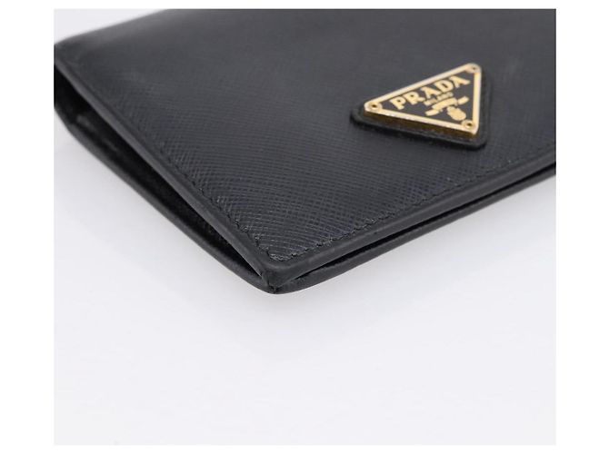 Saffiano Portafoglio Compatto PRADA Pelle Safiano Nero Oro Auth 196043A D'oro - vista 9