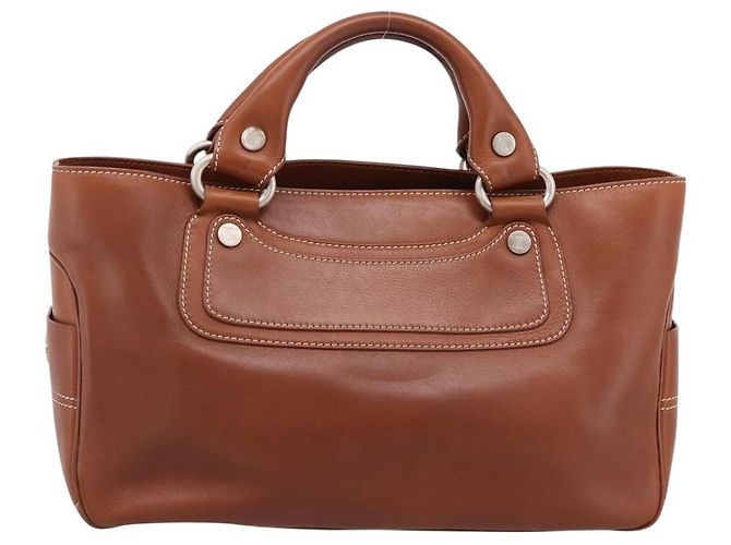 Céline Borsa a mano CELINE Boogie Bag in pelle marrone argento Auth BA14938A - vista 2