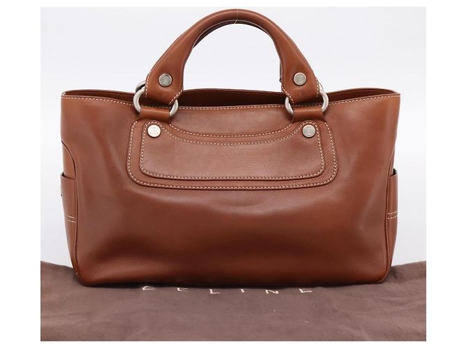 Céline Borsa a mano CELINE Boogie Bag in pelle marrone argento Auth BA14938A - vista 24