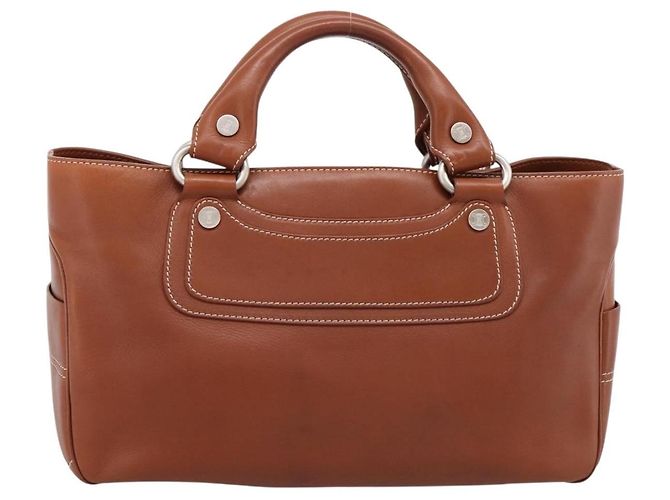 Céline Borsa a mano CELINE Boogie Bag in pelle marrone argento Auth BA14938A - vista 3