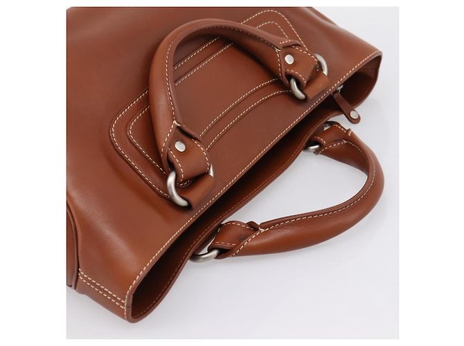 Céline Borsa a mano CELINE Boogie Bag in pelle marrone argento Auth BA14938A - vista 6