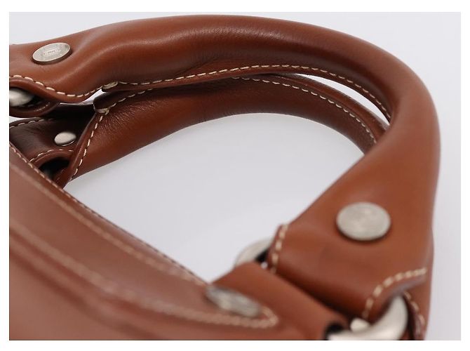 Céline Borsa a mano CELINE Boogie Bag in pelle marrone argento Auth BA14938A - vista 8