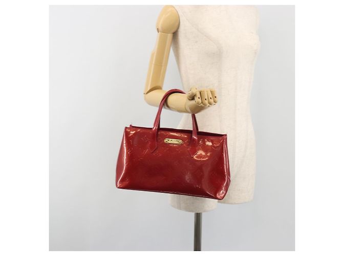 Borsa LOUIS VUITTON Monogram Vernis Wilshire PM Pomme D'amour M93642 Auth 195049A Rosso - vista 24