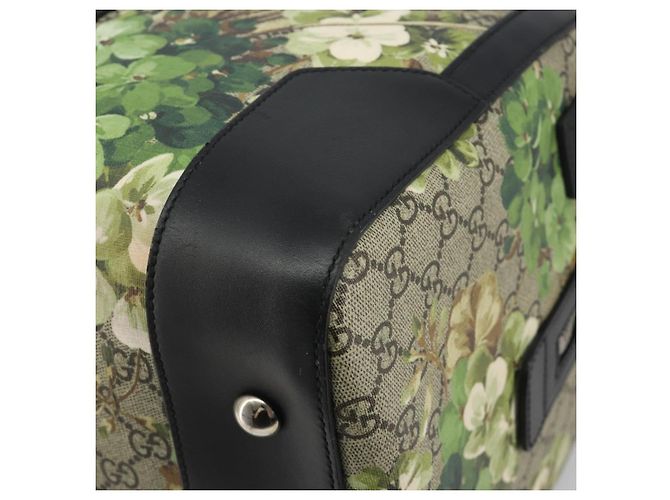 Borsa Boston GUCCI GG Supreme Blooms PVC 2way Beige Silver 406380 Auth 192425A Argento - vista 14