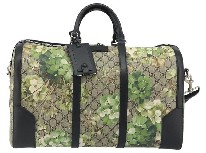 Borsa Boston GUCCI GG Supreme Blooms PVC 2way Beige Silver 406380 Auth 192425A Argento - vista 2