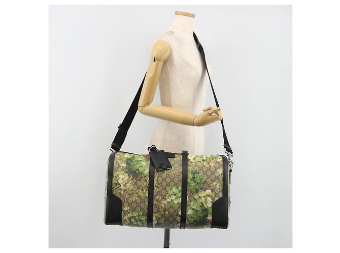 Borsa Boston GUCCI GG Supreme Blooms PVC 2way Beige Silver 406380 Auth 192425A Argento - vista 26