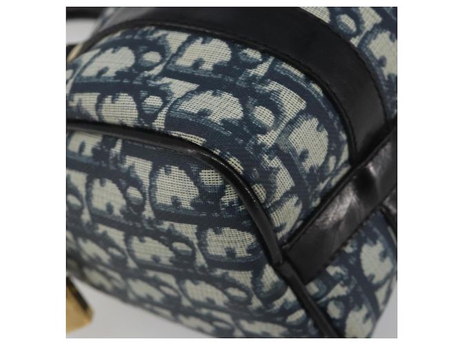 Borsa a mano Christian Dior Trotter Canvas PVC Navy Gold Auth bs36749 D'oro Blu navy - vista 11