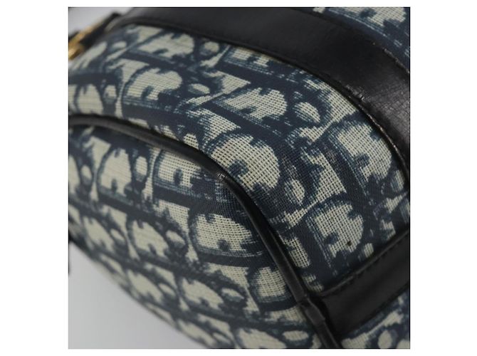 Borsa a mano Christian Dior Trotter Canvas PVC Navy Gold Auth bs36749 D'oro Blu navy - vista 13