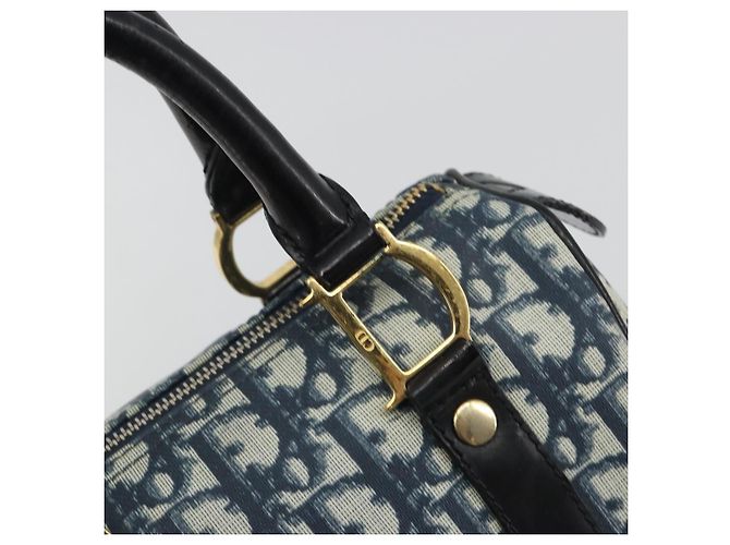 Borsa a mano Christian Dior Trotter Canvas PVC Navy Gold Auth bs36749 D'oro Blu navy - vista 14
