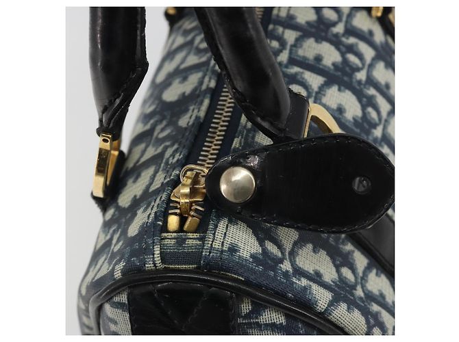 Borsa a mano Christian Dior Trotter Canvas PVC Navy Gold Auth bs36749 D'oro Blu navy - vista 16