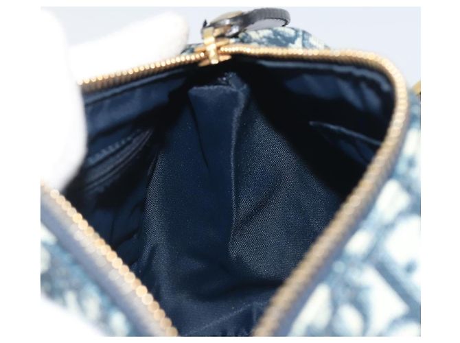 Borsa a mano Christian Dior Trotter Canvas PVC Navy Gold Auth bs36749 D'oro Blu navy - vista 19