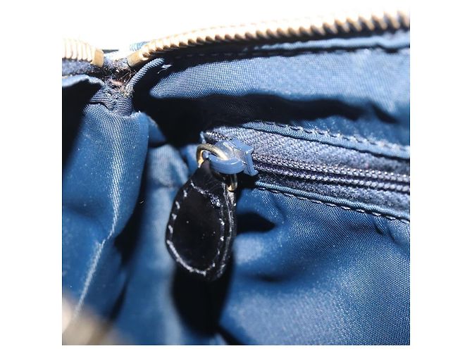 Borsa a mano Christian Dior Trotter Canvas PVC Navy Gold Auth bs36749 D'oro Blu navy - vista 21
