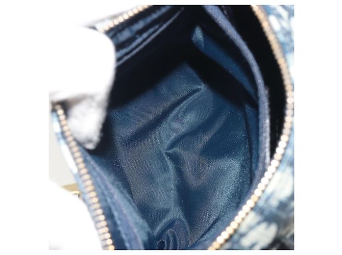 Borsa a mano Christian Dior Trotter Canvas PVC Navy Gold Auth bs36749 D'oro Blu navy - vista 22