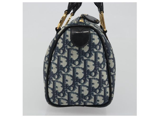 Borsa a mano Christian Dior Trotter Canvas PVC Navy Gold Auth bs36749 D'oro Blu navy - vista 4