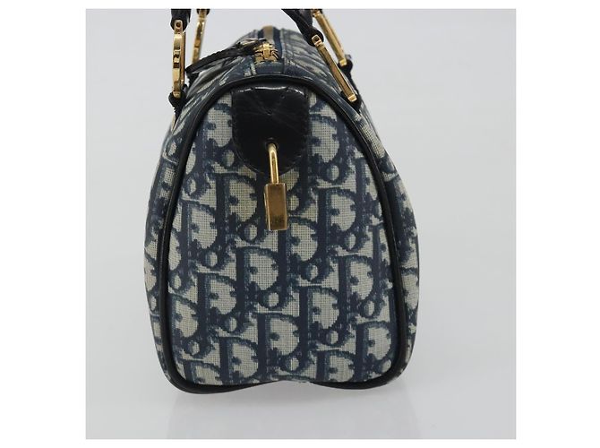 Borsa a mano Christian Dior Trotter Canvas PVC Navy Gold Auth bs36749 D'oro Blu navy - vista 5