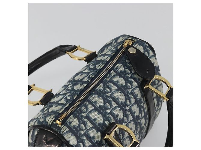Borsa a mano Christian Dior Trotter Canvas PVC Navy Gold Auth bs36749 D'oro Blu navy - vista 6