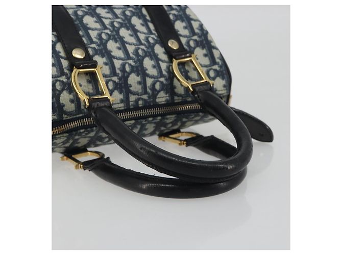 Borsa a mano Christian Dior Trotter Canvas PVC Navy Gold Auth bs36749 D'oro Blu navy - vista 7