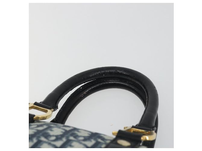 Borsa a mano Christian Dior Trotter Canvas PVC Navy Gold Auth bs36749 D'oro Blu navy - vista 8