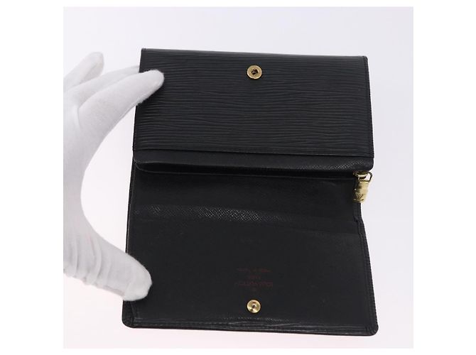 LOUIS VUITTON Epi Porte Monnaie Billets Tresor Wallet Black M61730 Auth 194463A Nero - vista 12