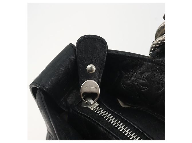 Borsa Tote Salvatore Ferragamo Gancini in pelle nera e argento Auth 195388A Nero - vista 15