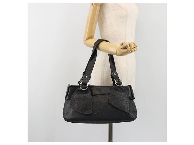 Borsa Tote Salvatore Ferragamo Gancini in pelle nera e argento Auth 195388A Nero - vista 23