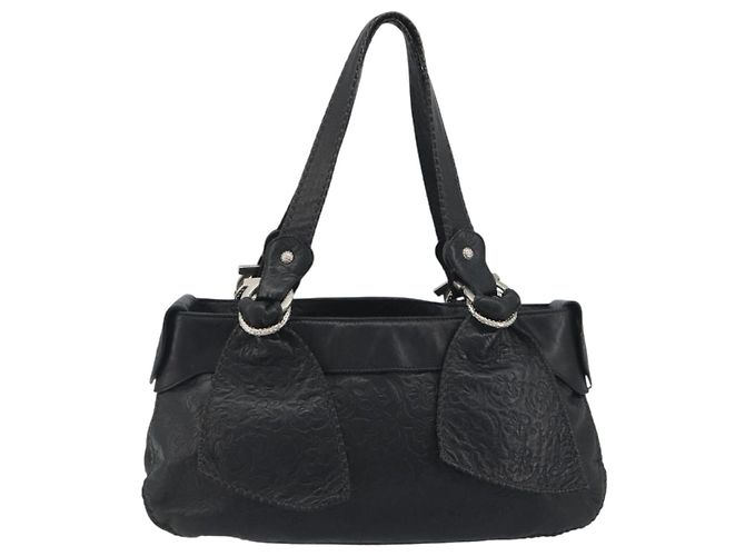 Borsa Tote Salvatore Ferragamo Gancini in pelle nera e argento Auth 195388A Nero - vista 3