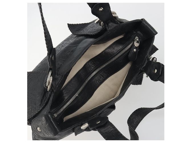 Borsa Tote Salvatore Ferragamo Gancini in pelle nera e argento Auth 195388A Nero - vista 6