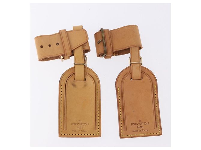 LOUIS VUITTON Porta etichette Powanie 10 Set Powanie Leather Beige LV Auth 192570 - vista 2