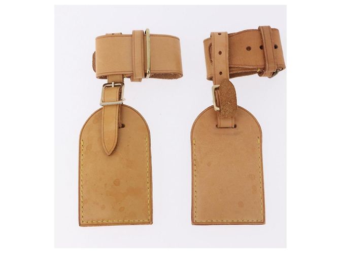 LOUIS VUITTON Porta etichette Powanie 10 Set Powanie Leather Beige LV Auth 192570 - vista 3