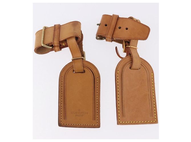 LOUIS VUITTON Porta etichette Powanie 10 Set Powanie Leather Beige LV Auth 192570 - vista 4