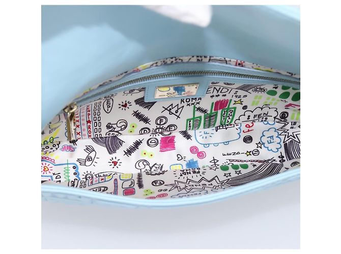 Borsa a tracolla FENDI Mamma Baguette Azzurro Argento Auth 196364M Blu chiaro - vista 16
