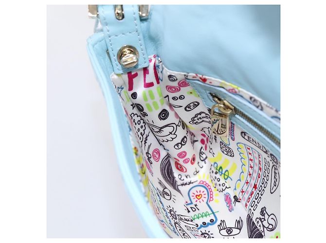 Borsa a tracolla FENDI Mamma Baguette Azzurro Argento Auth 196364M Blu chiaro - vista 18
