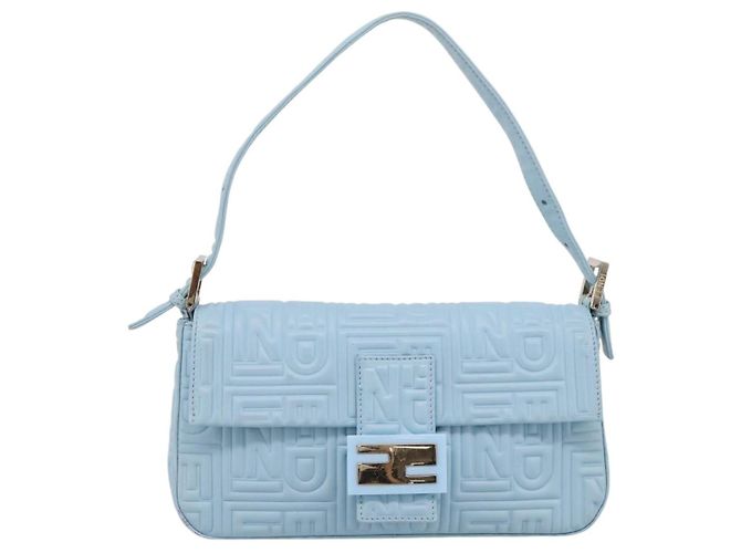 Borsa a tracolla FENDI Mamma Baguette Azzurro Argento Auth 196364M Blu chiaro - vista 2