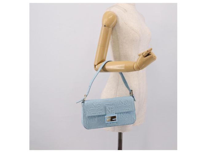 Borsa a tracolla FENDI Mamma Baguette Azzurro Argento Auth 196364M Blu chiaro - vista 22