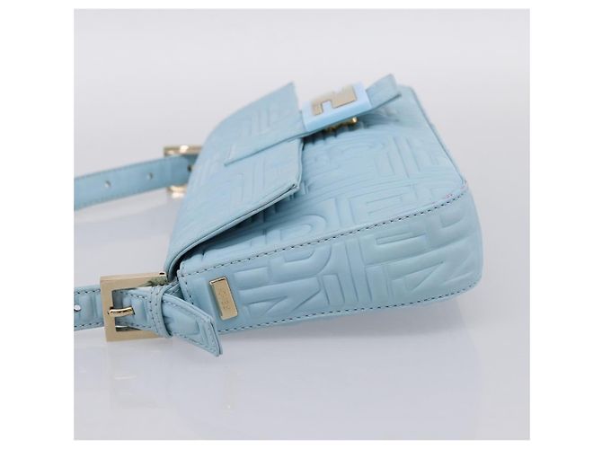 Borsa a tracolla FENDI Mamma Baguette Azzurro Argento Auth 196364M Blu chiaro - vista 4