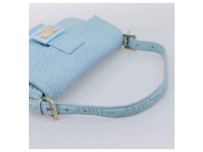 Borsa a tracolla FENDI Mamma Baguette Azzurro Argento Auth 196364M Blu chiaro - vista 7
